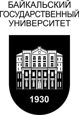 Вертикально ориентированный логотип БГУ с черной заливкой на белом фоне